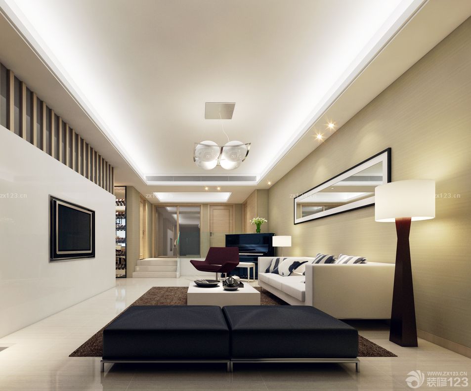 后现代风格装修效果图大全2025图片客厅吊顶