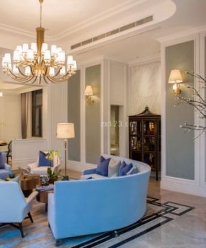 地中海风格家居设计客厅沙发摆放装修效果图片欣赏