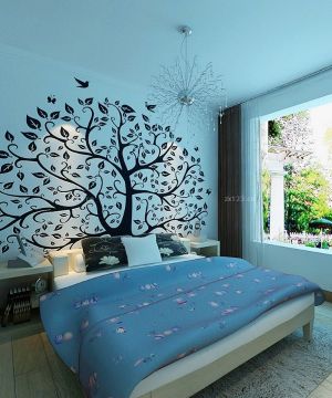 2023现代风格硅藻泥背景墙装修效果图片卧室