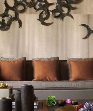 现代中式风格客厅沙发背景墙装修图片