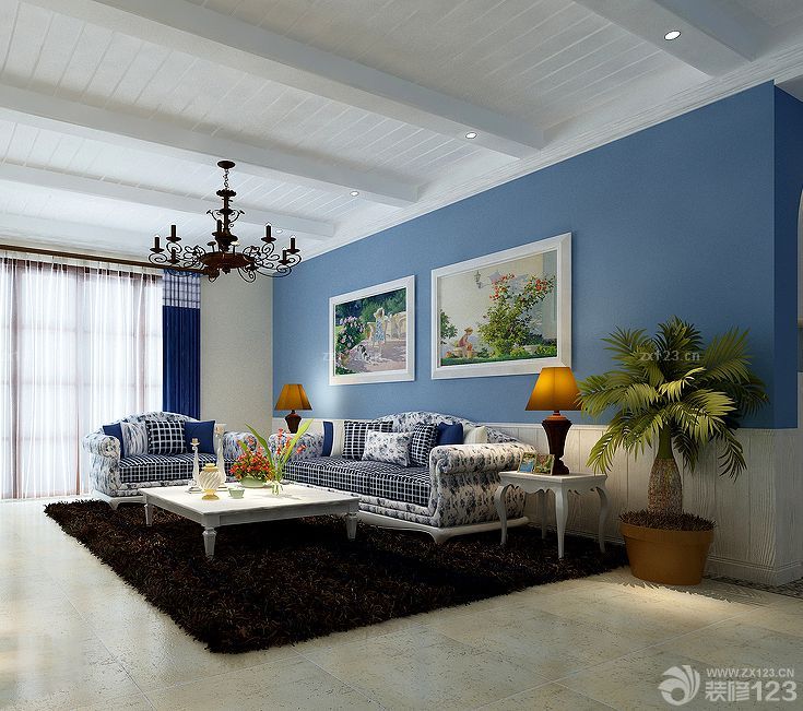 2025田园风格客厅硅藻泥背景墙效果图库