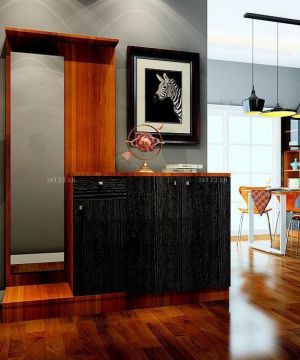 现代混搭风格小户鞋柜装修效果图带镜子