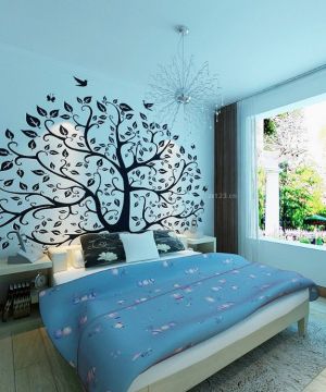 卧室硅藻泥背景墙面装饰效果图2023