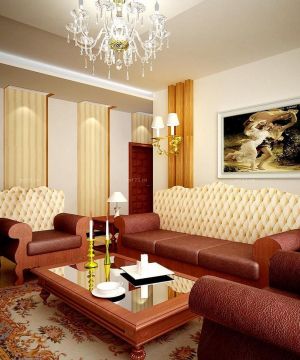 温州欧式新古典三室两厅客厅沙发摆放装修效果图