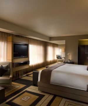 酒店房间纯色窗帘装修效果图片欣赏