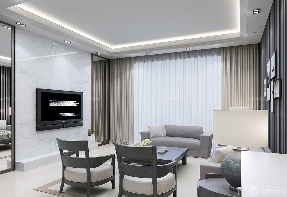 别墅小客厅电视背景墙装修效果图大全2025图片