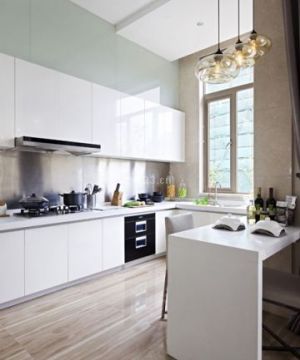 2023开放式设计厨房白色橱柜装修效果图片