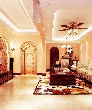 美式别墅客厅电视背景墙装修效果图大全2025图片