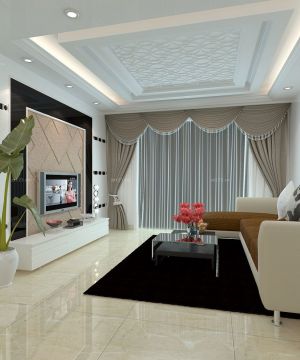 三室两厅客厅欧式窗帘设计装修效果图