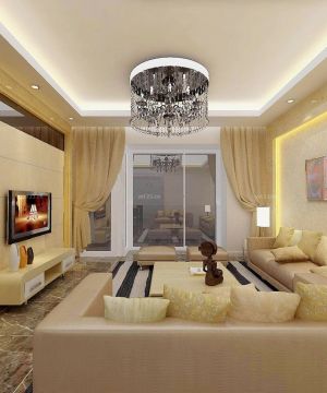 最新三室两厅欧式家庭客厅沙发摆放装修效果图大全