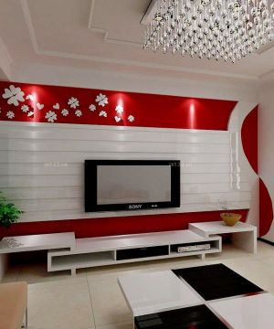 普通房子客厅石膏电视背景墙装修设计效果图