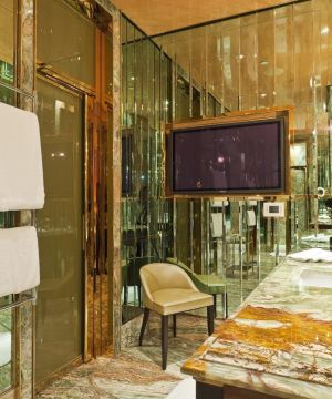 2023酒店室内设计艺术玻璃背景墙装修效果图片