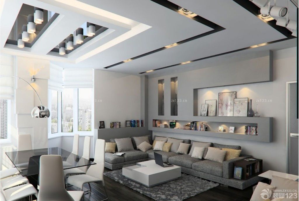 2025时尚现代风格餐厅客厅吊顶装修图片