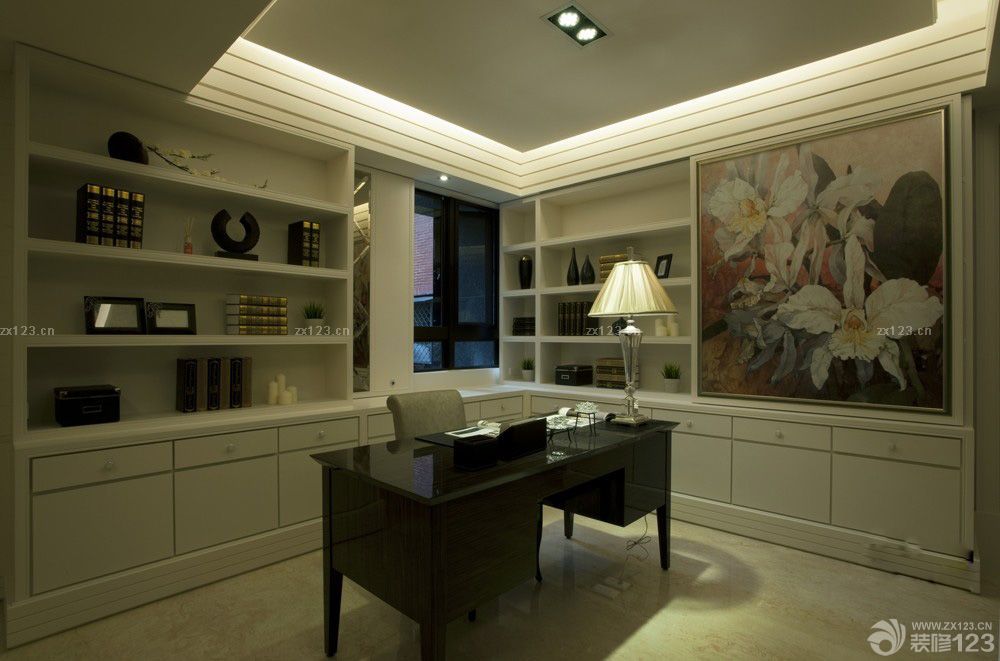 现代简约风格开放式书房装修效果图片