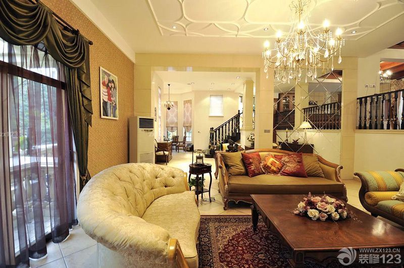 2025最新美式田园混搭风格客厅家居装修图片