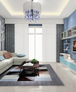 简约地中海风格40平米房子客厅装修设计图片