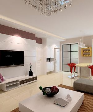 最新70平方房子客厅石膏板电视背景墙造型装修设计图片大全