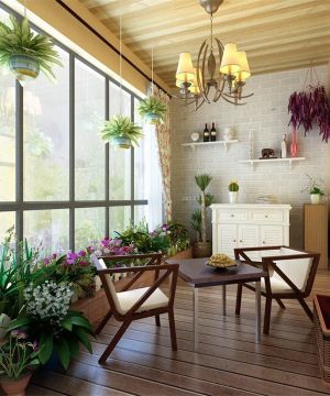 最新时尚美式风格客厅阳台装修实景图