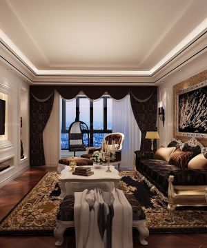 欧式房子客厅沙发背景装饰画装修设计效果图大全80平方