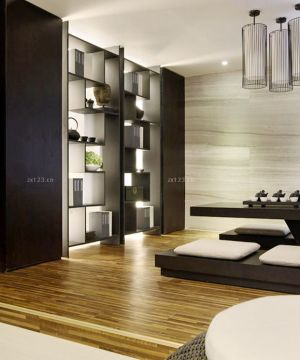 客厅榻榻米实木地板贴图装修效果图