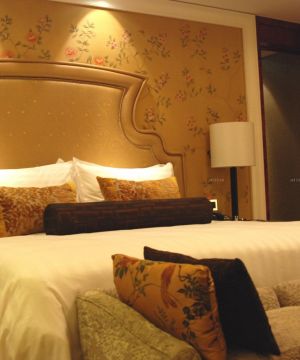 酒店客房床头墙壁纸装修效果图片大全