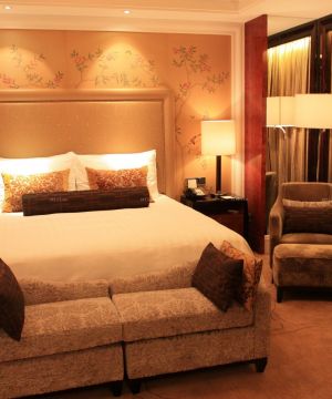 酒店客房床头背景墙壁纸装修效果图欣赏