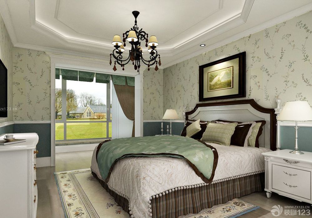 美式小别墅卧室壁纸装修效果图大全2025图片