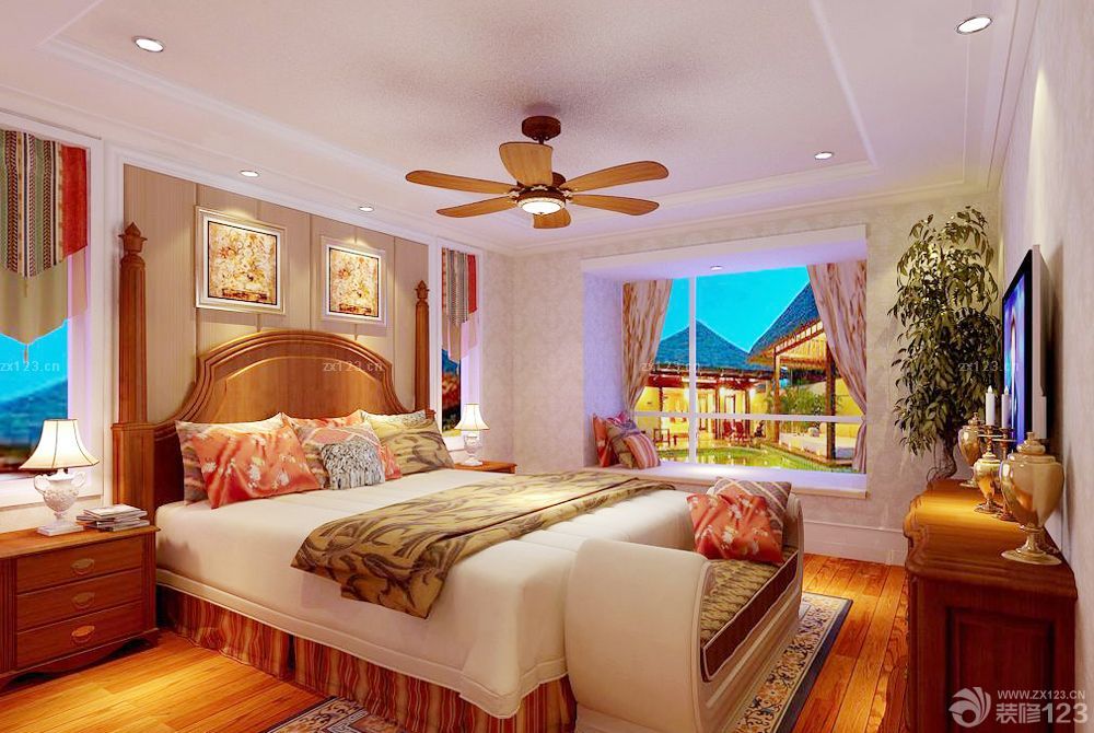 小别墅卧室床头装饰画装修效果图大全2025图片