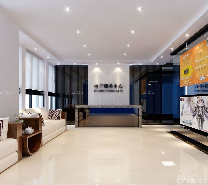 现代写字楼前台背景墙设计效果图2025图片