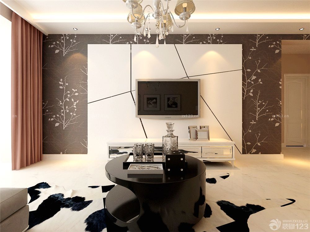 2025现代风格客厅电视背景墙装修图片