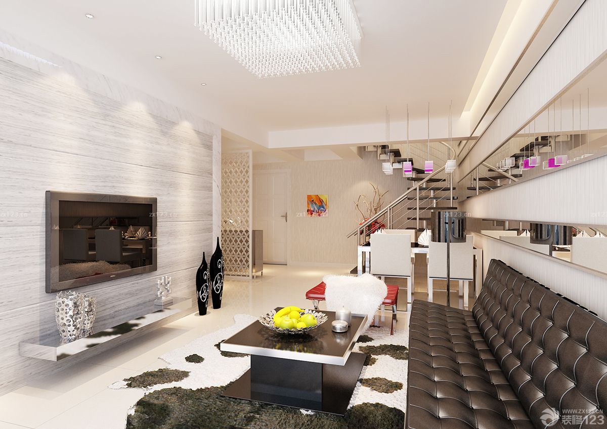 复式楼电视背景墙装修设计效果图大全2025图片