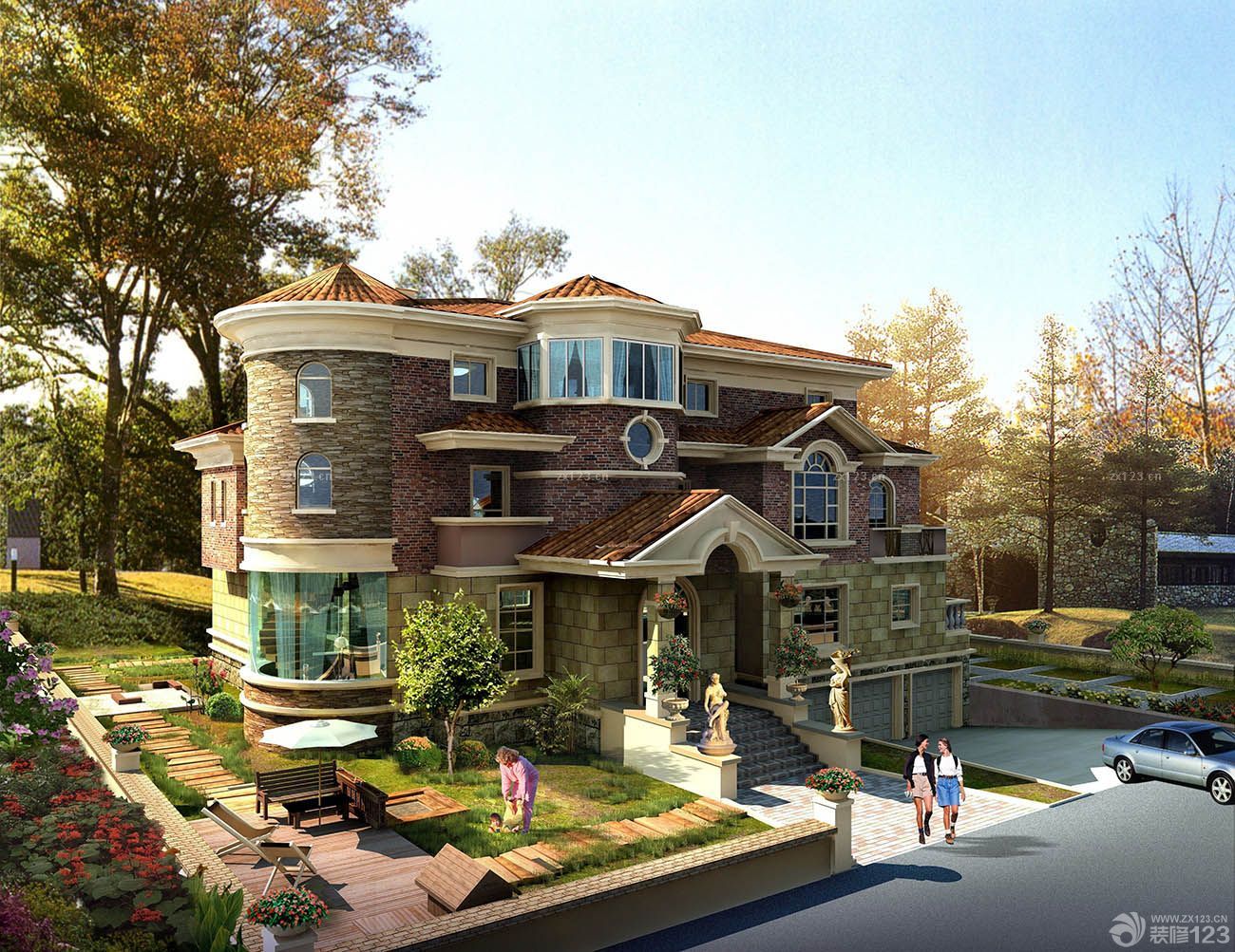 2025新款二层欧式别墅楼房外景图