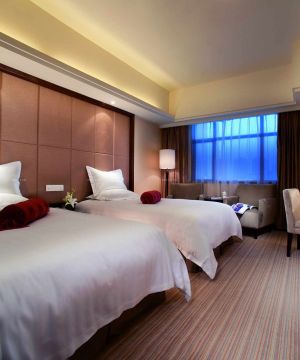 2023小型酒店客房床头背景墙装修效果图片