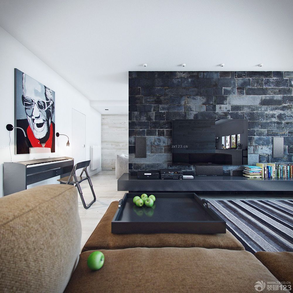 loft风格电视背景墙装修效果图大全2025图片
