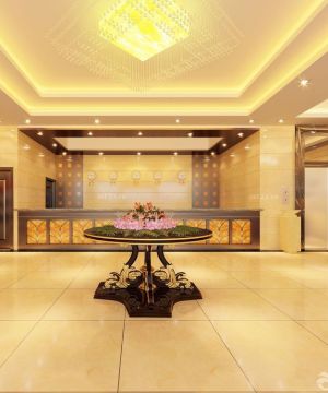 小型酒店大厅吊顶设计装修效果图2025图片