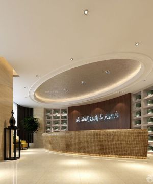 现代小型酒店大厅吊顶装修效果图2025图片 