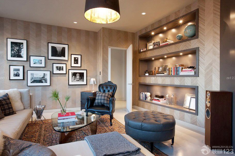 时尚客厅个性壁纸装修效果图大全2025图片