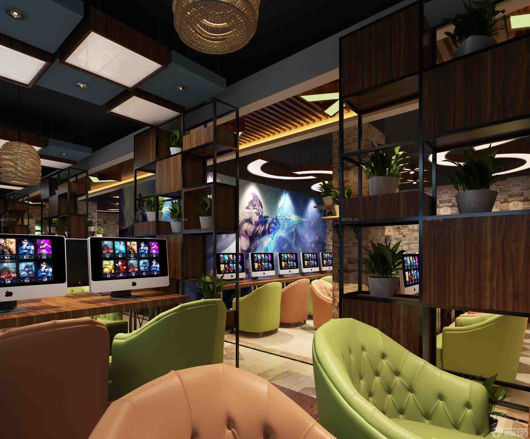 高档网吧室内隔断装修效果图片2025