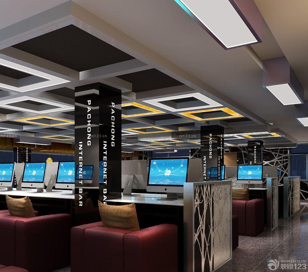网吧吊顶装修效果图2025
