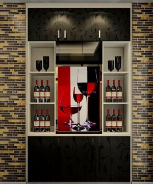 欧式小户型家居餐厅与客厅酒柜隔断装修设计图片