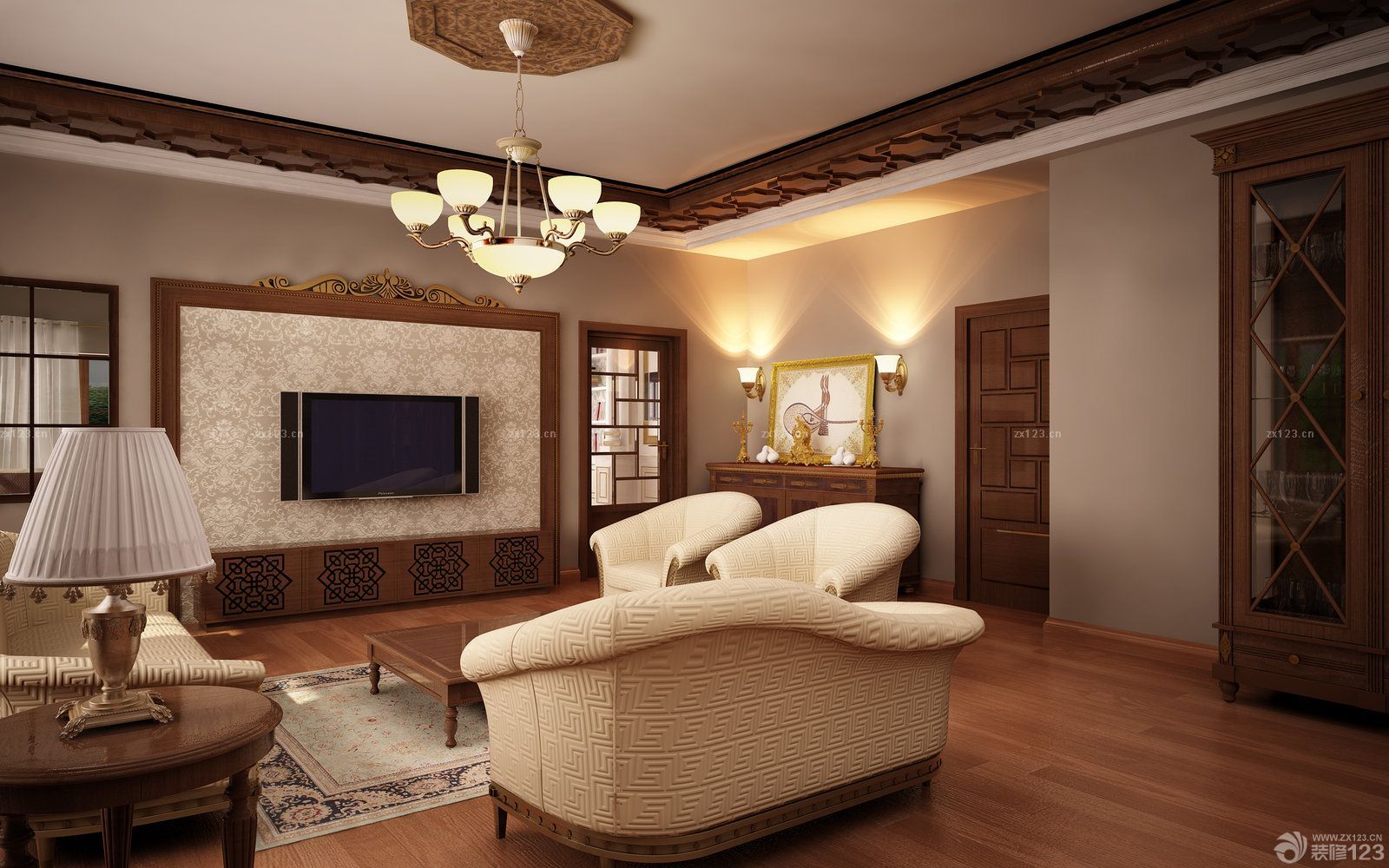 简欧与中式混搭风格客厅装修效果图大全2025图片