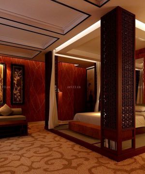 中式别墅卧室精装修效果图大全2023图片