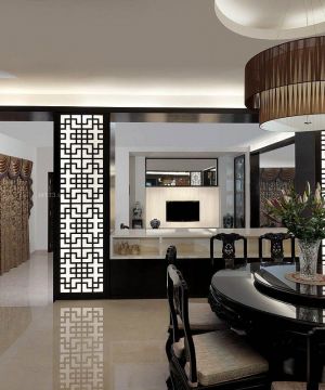 中式客厅餐厅隔断装修效果图大全2025图片