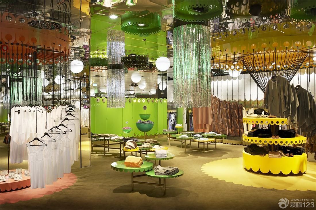 绚丽服装店水晶吊灯装修效果图片大全2025 