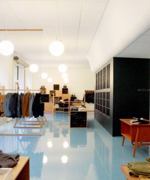 简约服装店蓝色地砖装修效果图大全2025图片