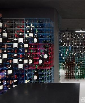 红酒专卖店设计酒架装修效果图片2025