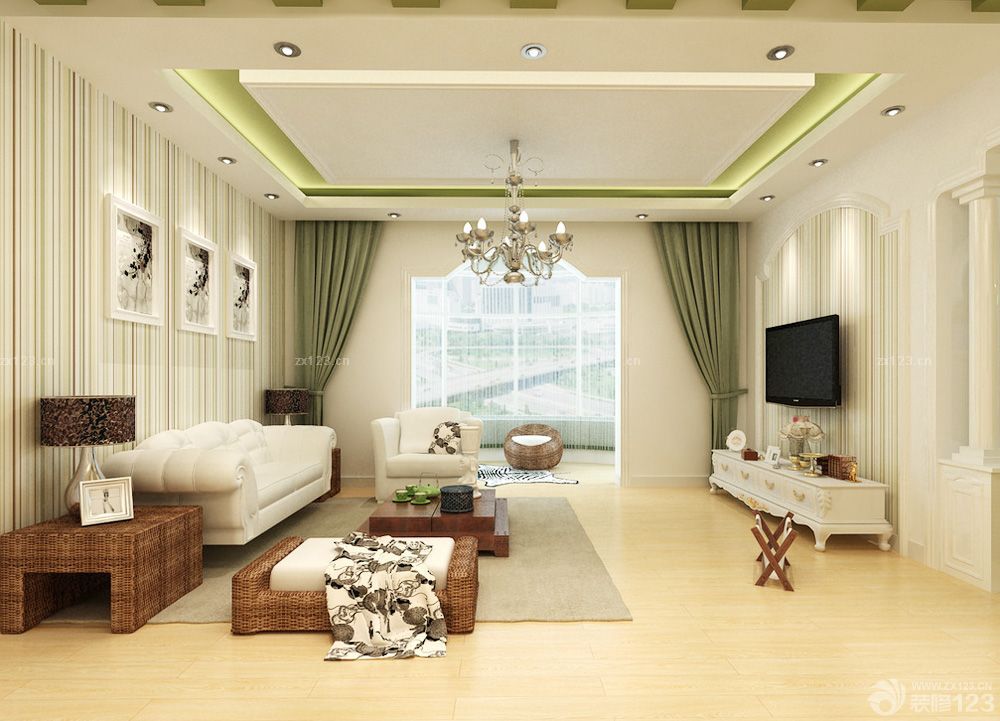 田园客厅2025多人沙发装修效果图片大全