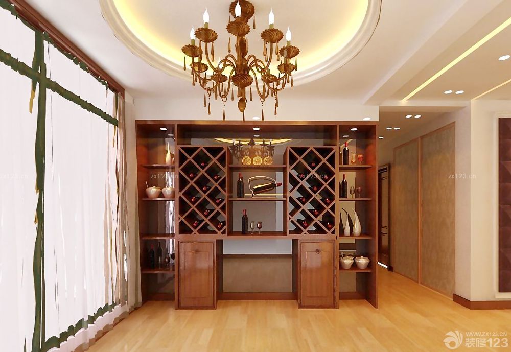 2020中式简约装修风格酒柜隔断效果图片