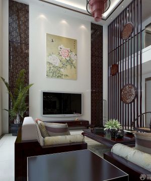中式别墅室内客厅设计装修效果图2023