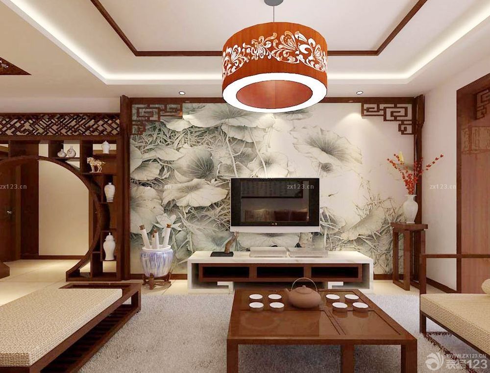 2025客厅电视背景墙面装饰现代中式图片